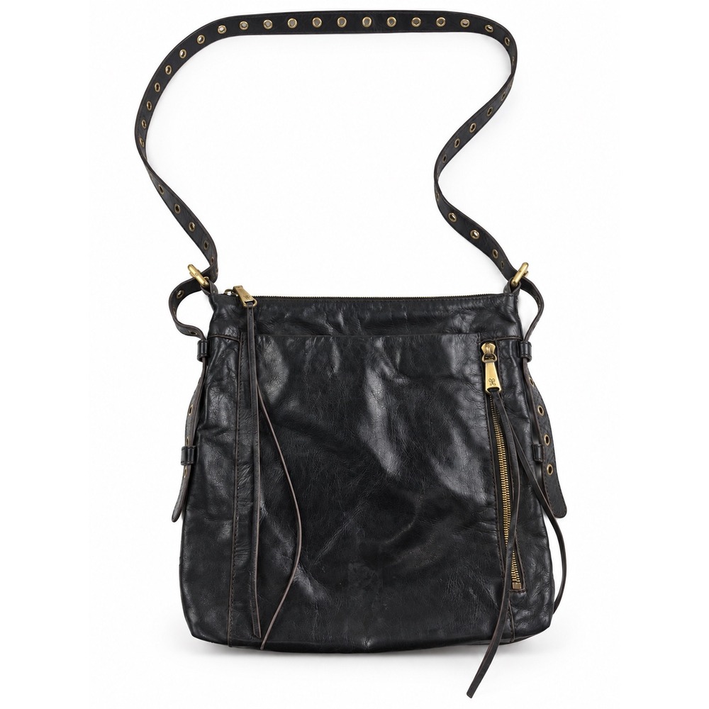 Hobo International Vintage Y2K Black Leather Grommet Crossbody Bag Purse